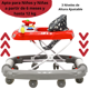 thumbnail image 3 of Andadera para Bebé Mecedora Luz y Sonido Diseño de Carrito Bastón Dirigible Alturas Ajustables Plegable Ruedas de Goma - Rojo, 3 of 7