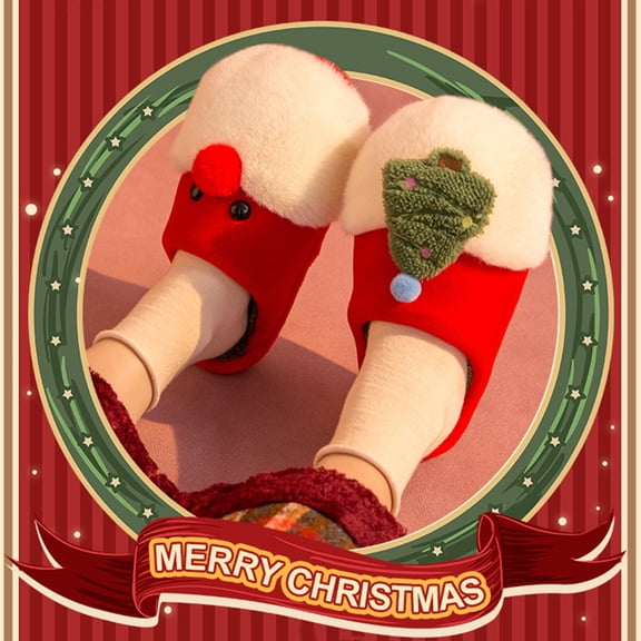 RKSTN christmas deals Women Christmas Tree Slipper Concise Office Stylish Winter Santa Claus Slippers For Girls Women