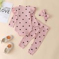 thumbnail image 4 of Body De Bebé, Conjunto De Canastilla, Onesies Para Niños Pequeños, Niñas, Estampado De Corazón, Volantes, Pantalones, Diadema, Ropa, Traje Rosa Odeerbi LM103-4668, 4 of 9
