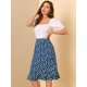 thumbnail image 2 of AllegK Falmidi dividicon botones en espaly dobladillo con volantes florales pamujer Azul XS, 2 of 6