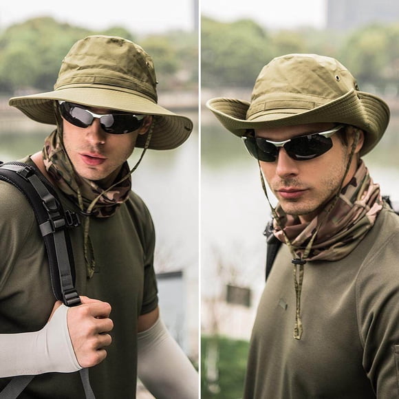Sombrero de pescador con protección UV para hombre, sombrero para el sol, sombrero de pescador, sombrero de paja para exteriores para pesca y caza