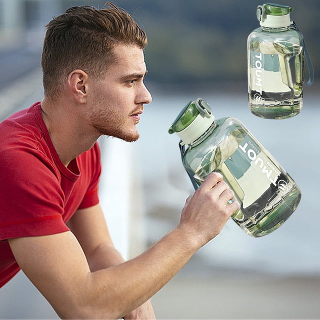 Vaso de agua de gran capacidad para deportes y fitness, botella de agua Ton Ton, resistente a altas temperaturas, cubo Ton Ton, vaso grande para el vientre, vaso recto para beber con asa de
