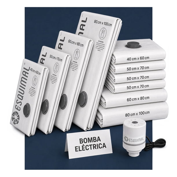 Bolsas de Almacenamiento al Vacio Esquimal 10 Piezas Medidas Mixtas con Bomba Eléctrica