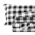 thumbnail image 1 of Bare Home Juego de Sábanas de Lujo Tamaño Queen, 100 % Algodón, de Bolsillo Profundo, 4 Piezas, Cuadros Escoceses, Blanco y Negro, 1 of 7