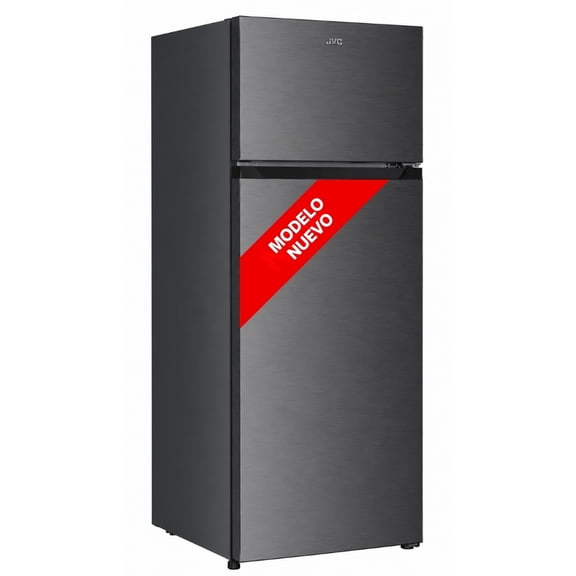 JVC Refrigerador Top Mount 7.3 Pies 206 Litros Despachador de Agua Congelador Superior Defrost Control Mecánico de Temperatura Charolas de Cristal Templado Acero