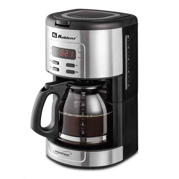 Cafetera KOBLENZ CKM215IN Filtro Lavable 12 Tazas Negro