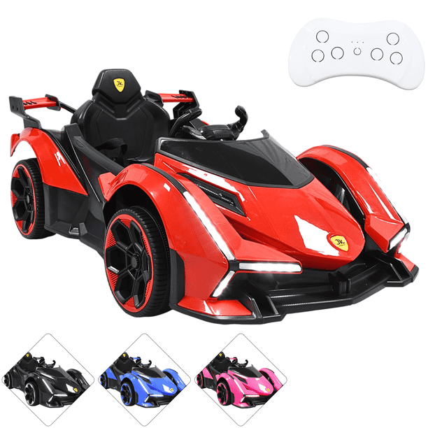 Montable Eléctrico para Niños Deportivo Lambo Luces Sonido Control Remoto Bluetooth Batería 12v - Rojo