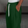 thumbnail image 4 of Amzcrzy Pantalones Deportivos Hombre Clásicos Color Liso Cintura Alta Elástica Cordón Pierna Recta Holgados Anchos Cómodos Con Bolsillos Tallas S-2XL Verde, 4 of 7