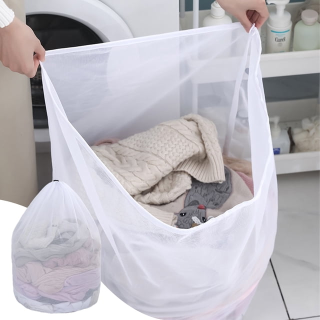 Large Mesh Laundry Bags with Drawstring, Delicates Wash Bag, Bra Sweater Protector, Machine Washable Garment Organizer, Reusable Fine Mesh Laundry Bag for Socks Lingerie Activewear Shoe Storage