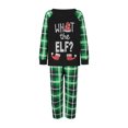 thumbnail image 2 of Pijamas navideños familiares a juego, camisetas de manga larga con estampado de elfos y letras + pantalones a cuadros. Pijama que brilla en la oscuridad., 2 of 10