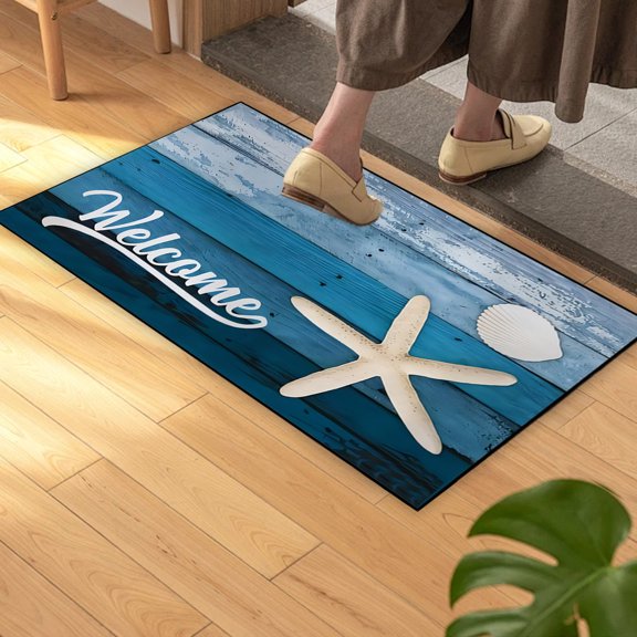 Alfombra de Entrada, Diseño Floral, Tapete para Interior y Exterior con Respaldo Antideslizante, 50x80cm para Pasillo, Cocina, Entrada