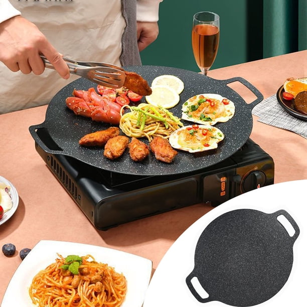MTBLYS Sartén multiusos | Hierro fundido, antiadherente y distribución uniforme del calor | 24 cm, revestimiento de piedra Maifan coreana | Barbacoa, filetes, mariscos y tortitas