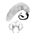 thumbnail image 1 of Faux Tail Fox Furry Fácil De Usar Orejas De Clip Para Mujeres Adolescentes Halloween Blanco Negro Sunnimix orejas de zorro y tai, 1 of 7