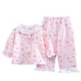 thumbnail image 1 of Pajama de las Niñas Del Bebé Conjuntos de Encaje Recortado Solapa Dos Piezas Ropa de Dormir, Respirable Aire Acondicionado Ropa para Niños, 1 of 5