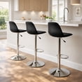 thumbnail image 2 of Sillas para Bar y Barra de Cocina con Respaldo y Reposapies de Altura Ajustable Banco Taburete Giratorio con Asiento Acolchado de Diseño Moderno Set 3 Piezas Negro, 2 of 7