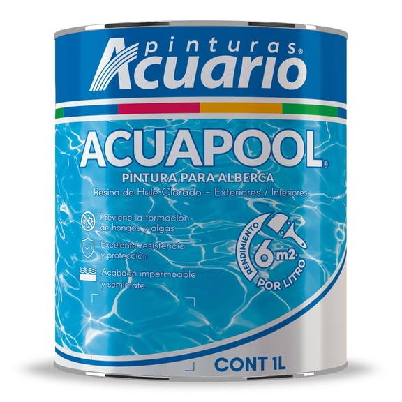 Pintura para Alberca Pinturas Acuario Acuapool 1 Litros Azul Caribe