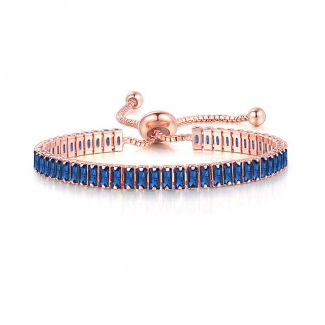 Pulseras para mujer, regalos para mujer, pulsera multicolor de 2 x 4 mm con circonitas redondas y diamantes, pulsera de cristal ajustable (rectángulo de platino), pulsera iónica.