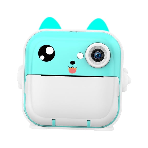 Cámara de impresión instantánea para , cámara de video Selfie Pantalla LCD de 2,4 pulgadas Cámara de juguete Juguetes Cámara selfie para Azul
