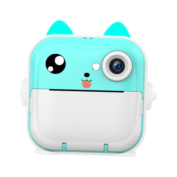 Cámara de impresión instantánea para , cámara de video Selfie Pantalla LCD de 2,4 pulgadas Cámara de juguete Juguetes Cámara selfie para Azul