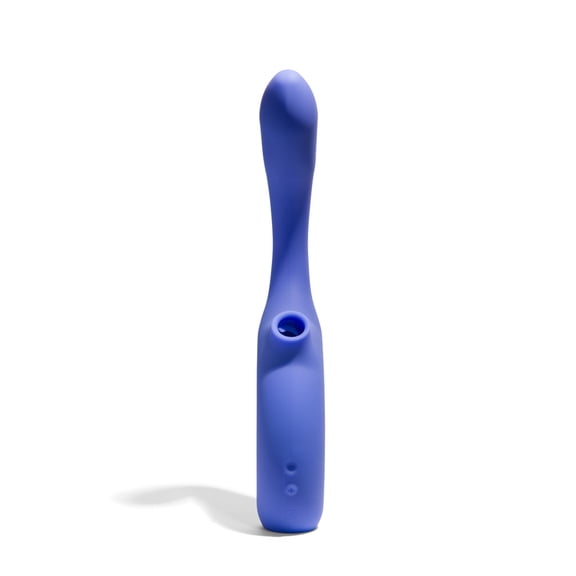 Platanomelón - Succionador con Estimulación Interna Efecto Calor, 4 Velocidades y 14 Niveles Progresivos, Flexible y Recargable - Momba Azul