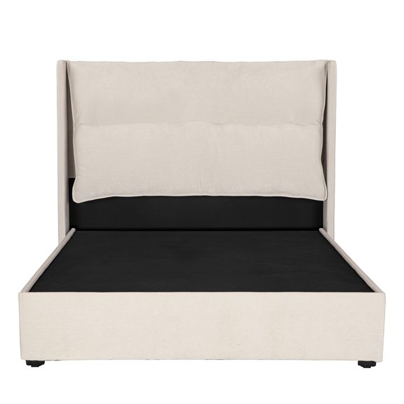 Cabecera Rogga Matrimonial Becca + Box Base Cama Beige Claro