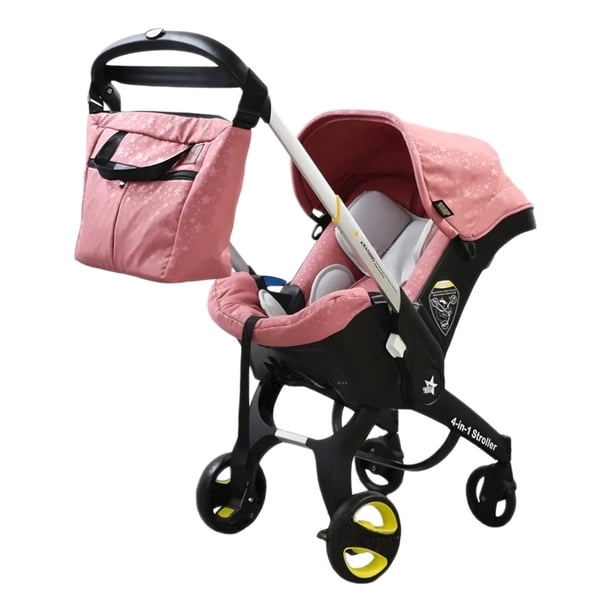Carriola Para Bebé Starkids Polux Convertible Con Pañalera Rosa Estrellas