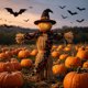 thumbnail image 4 of Guirnalda de hojas de arce artificiales negras con calabaza de ratán y bayas para decoración de chimenea y ventana de Halloween, 4 of 6