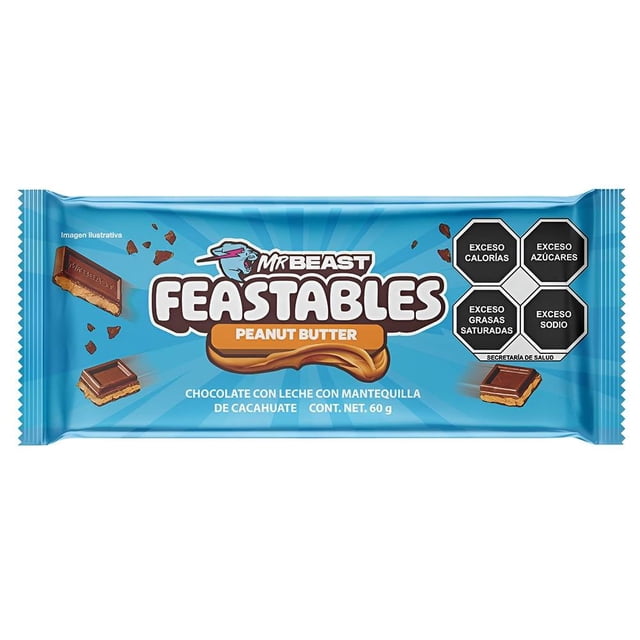 Chocolate con leche Mr. Beast Feastables con mantequilla de cacahuate 60 g