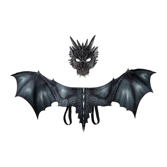 Disfraz de dragón para adultos para hombres y mujeres, cómodo, decorativo y ligero. Negro