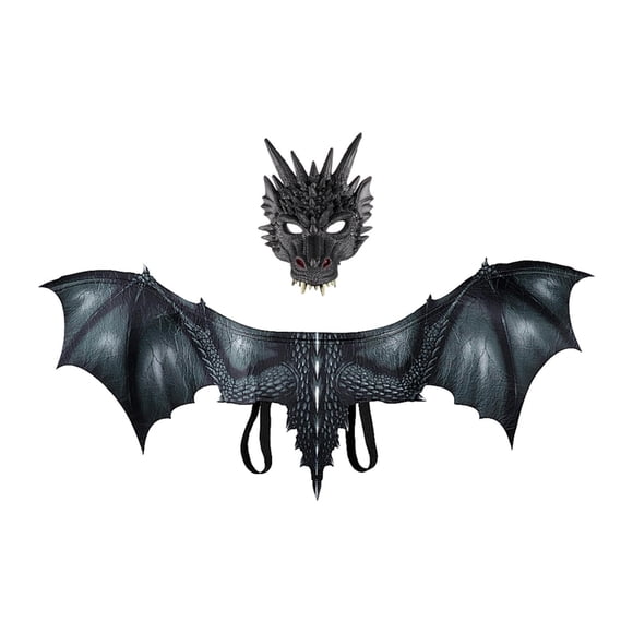 Disfraz de dragón para adultos para hombres y mujeres, cómodo, decorativo y ligero. Negro