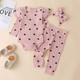 thumbnail image 2 of Body De Bebé, Conjunto De Canastilla, Onesies Para Niños Pequeños, Niñas, Estampado De Corazón, Volantes, Pantalones, Diadema, Ropa, Traje Rosa Odeerbi LM103-4668, 2 of 9