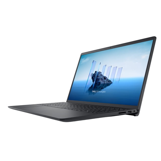 laptop dell inspiron (ldc15250-5434blkpus) 15.6" 2k touch core i5 8gb 512gb ssd w11 negro vista 3/4 frontal de portátil negro con pantalla táctil IPS 15.6" 2K, bisagra de elevación que mejora el ángulo de escritura, teclado de tamaño completo, cámara 720p en el marco superior y puertos visibles (USB-C, dos USB-A 3.2 y HDMI). A menudo usada como estación móvil para presentaciones y trabajo remoto.