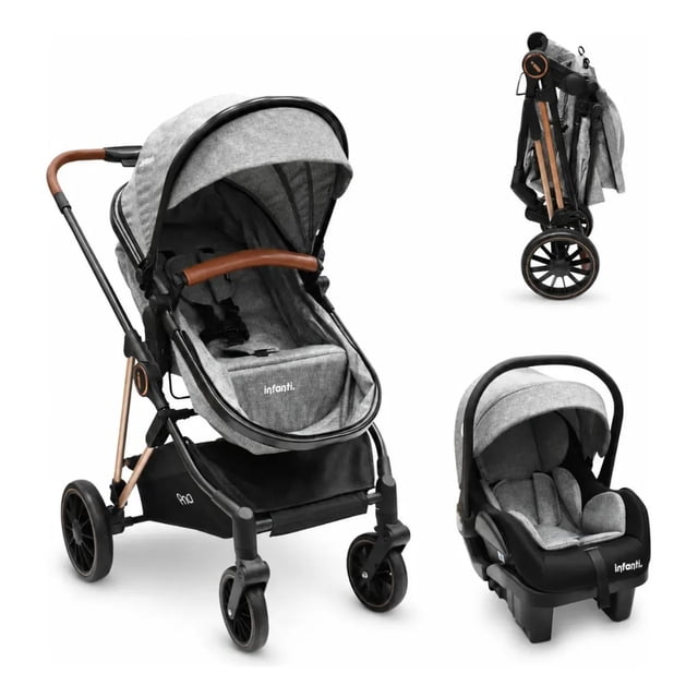 Carriola Con Portabebé Infanti Ana Plegado Compacto Gris