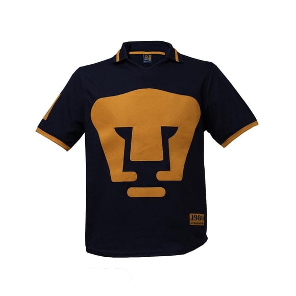 Jersey Pumas Retro 1980 Old School Sports Para Hombre Talla CH Azul marino/dorado