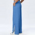thumbnail image 2 of TaTaai olid Color Cotton Linen Women Casual Pants Wide Leg Breathable Machine Washable No Fading Lightweight Non See-through Daily Wear Full Length Trousers Gift, 2 of 8