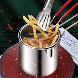 Deep Fryer With Basket Mini Deep Fryer 304 Stainless Steel Small Deep Fryer Multi-functional Cookware For Grilling Chicken Legs Fries And Chicken Cutlets.