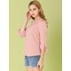 thumbnail image 4 of Allegra K Blusa de lunares de verano de media manga con cuello con volantes para mujer Rosa XL, 4 of 6