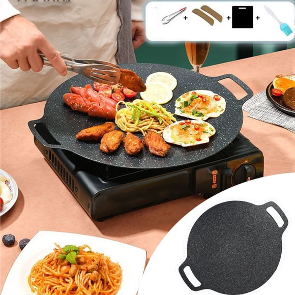Bandeja grande de hierro fundido - Varias planchas para cocina, barbacoa y hoguera con patas desmontables, calor uniforme para filete, marisco y tortitas
