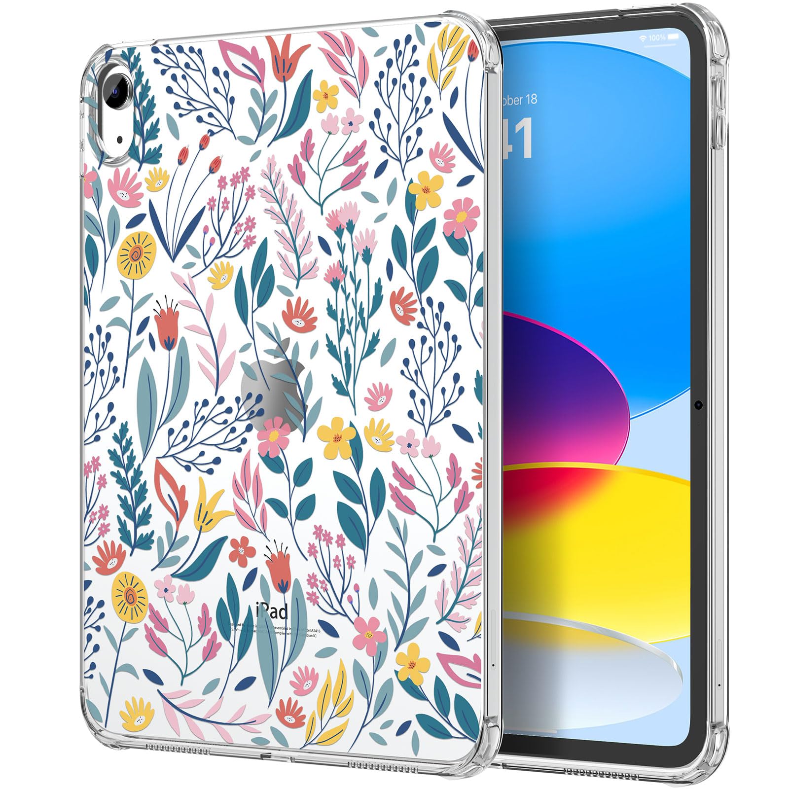 Funda transparente con flores para tablet MoKo iPad 11" 11.ª generación 2025