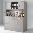 thumbnail image 3 of Zocalo Alacena de Cocina con Gabinetes, 3 Cajones y Estantes, Mueble de Almacenamiento 120cm, Gris, 3 of 9