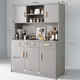 thumbnail image 3 of Zocalo Alacena de Cocina con Gabinetes, 3 Cajones y Estantes, Mueble de Almacenamiento 120cm, Gris, 3 of 9