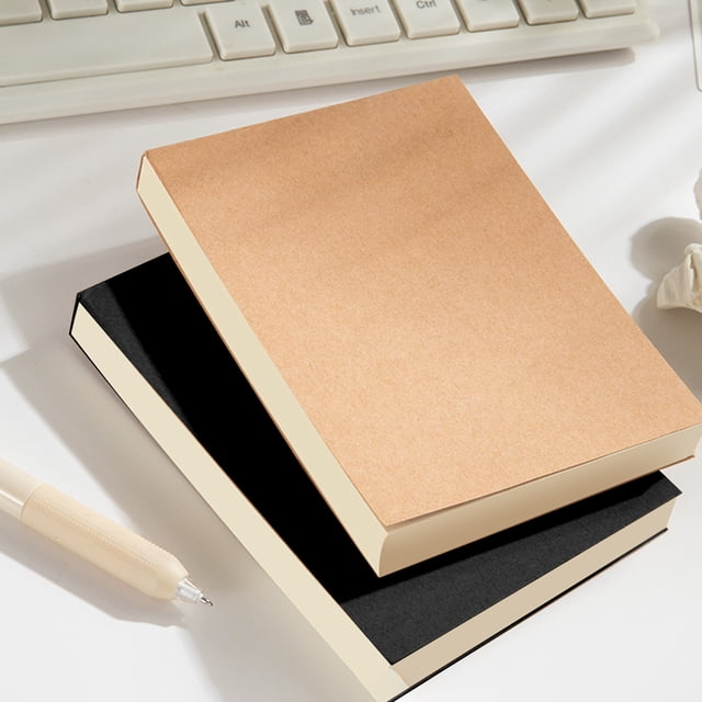 Lekihaqq Blank Sketchbook Drawing Notebook Thick Paper Sketch Pad Art Journal Doodle Book Khaki Black Portable Notepad Tearable for Students Artists Adults Office