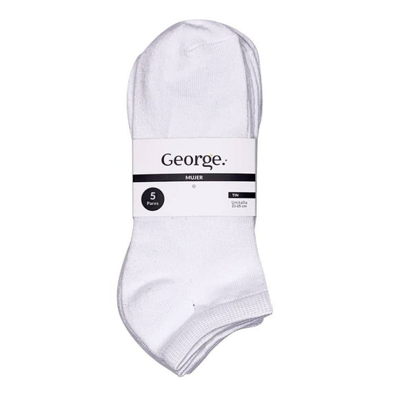 Tin George para Mujer, Blanco 5 Pares Unitalla