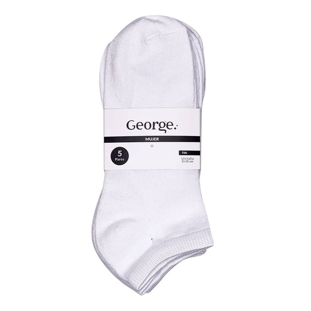 Tin George para Mujer, Blanco 5 Pares Unitalla