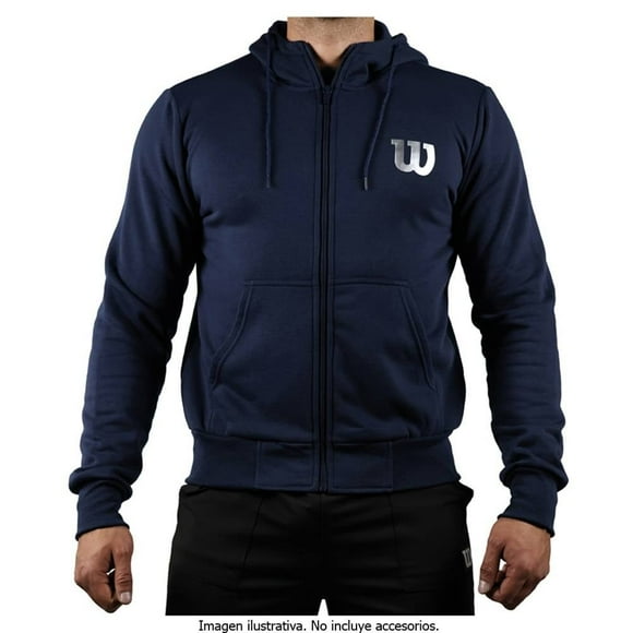 Chamarra Wilson Talla M Deportiva con Gorro y Cierre Frontal Azul Marino