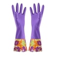 thumbnail image 3 of MTBLYS Guantes de limpieza con puños florales | Guantes largos de terciopelo de goma para uso doméstico | Agarre antideslizante para lavar platos y ropa, 3 of 5