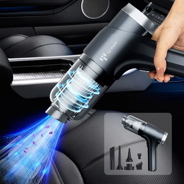 Aspiradora portátil para coche con motor de 38.000 RPM y batería de 4000mAh - Portátil inalámbrica para hogar y auto, filtro lavable, 8 accesorios