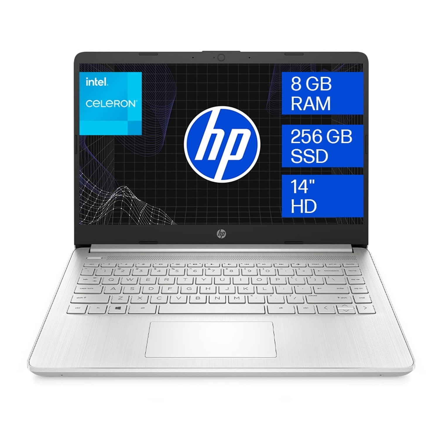 Laptop HP 14-dq3503la Intel Celeron 2 núcleos 8GB RAM 256GB SSD Plateado