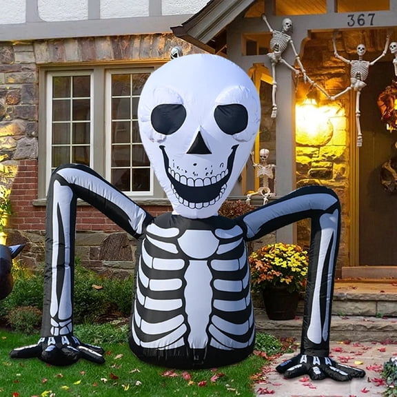 Esqueleto Inflable de Halloween con Luces LED, Decoraciones Patio, Exteriores, Fiestas