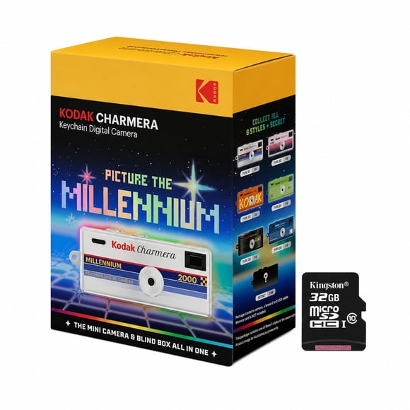 Cámara Digital Llavero | Kodak Charmera Millennium Edition  con Tarjeta MicroSD de 32GB, Bundle Cámara Mini Retro